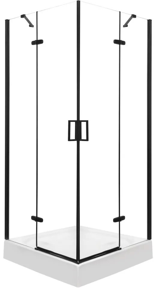 Cabină de duș pătrată Flow Black cu ușă batantă 90 cm