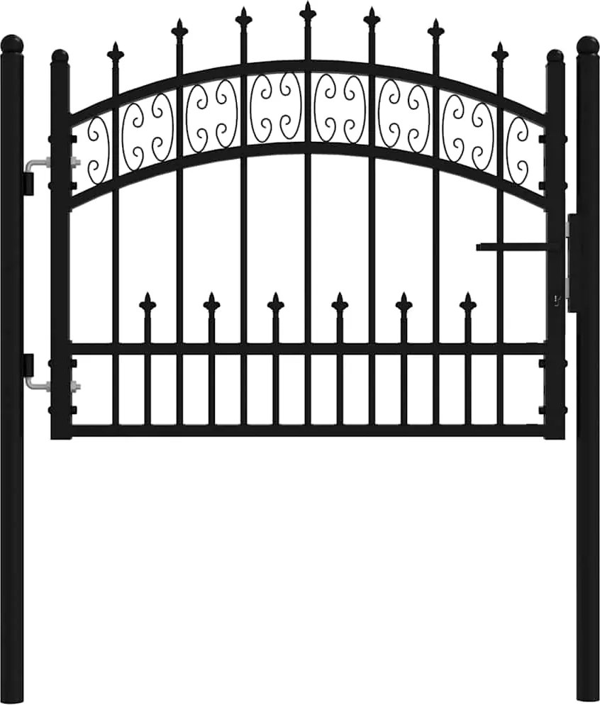 vidaXL Poartă de gard Kampen cu vârf tip suliță, negru, 103x75 cm, oțel