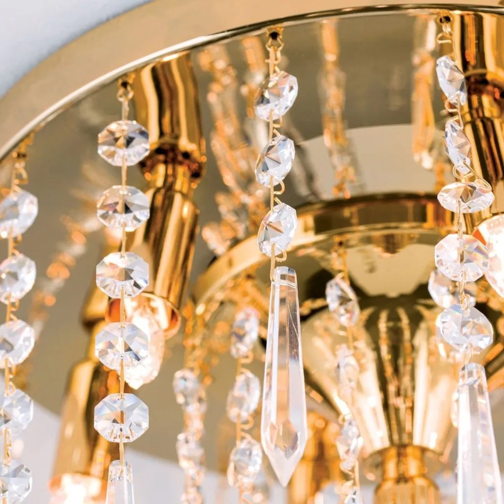 Plafoniera cu cristale PALME auriu 28cm