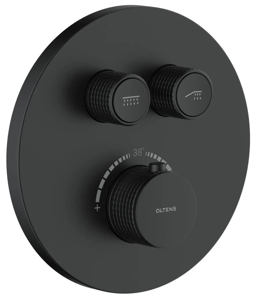 Oltens Onega baterie cadă-duș ascuns cu termostat negru mat 34601300