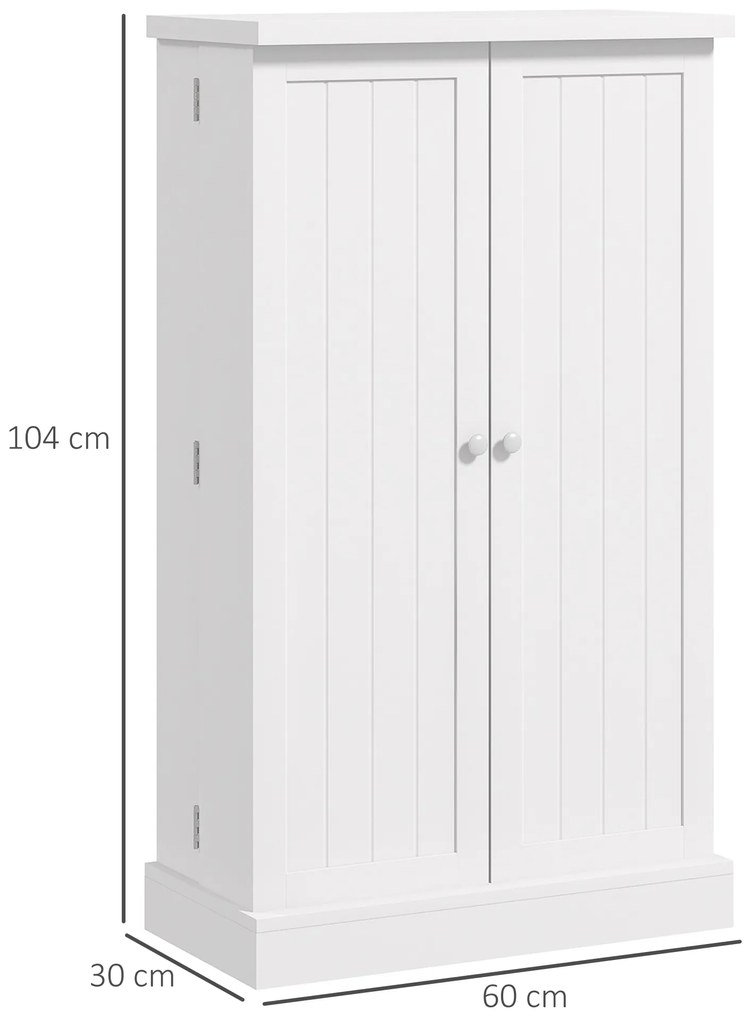 HOMCOM Dulap de Bucătărie Depozitare Independent 60x30x104cm, Alb | Aosom Romania