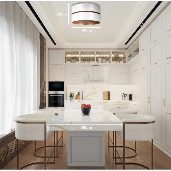 Plafonieră Duolla DUO 1xE27/15W/230V d. 40 cm alb/auriu