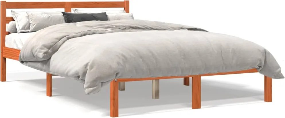 vidaXL Cadru de pat fără saltea, maro ceruit 140x200 cm lemn masiv pin