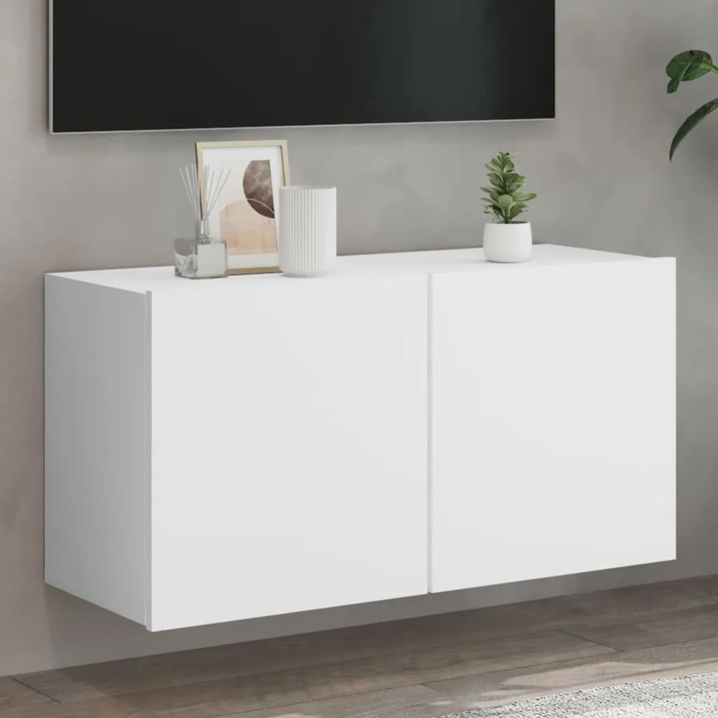 vidaXL Comodă TV de perete, alb, 80x30x41 cm