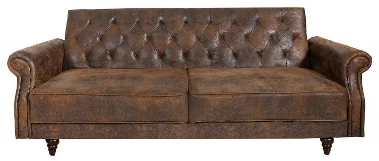 Canapea extensibila design Chesterfield, Maison Belle Affaire 220cm, maro antic