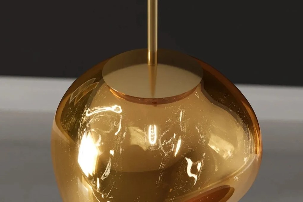Lustra, Pendul modern cu glob sticla aurie LIQUID DIAMOND 20cm