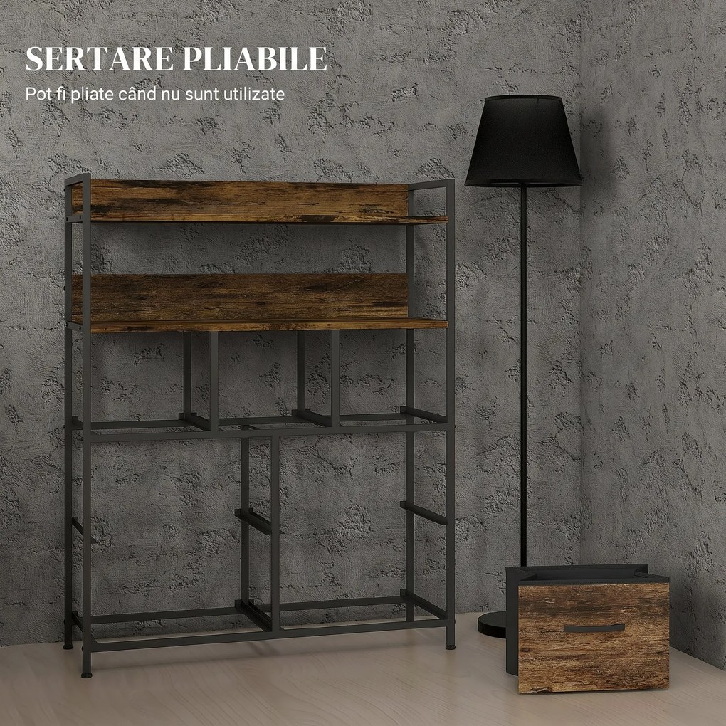 HOMCOM Comodă cu 7 Sertare Detașabile și Pliabile și 2 Rafturi, 79x29x101 cm, Maro | Aosom Romania