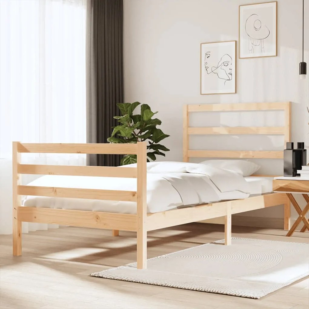 3104958 vidaXL Cadru de pat mic single, 75x190 cm, lemn masiv de pin