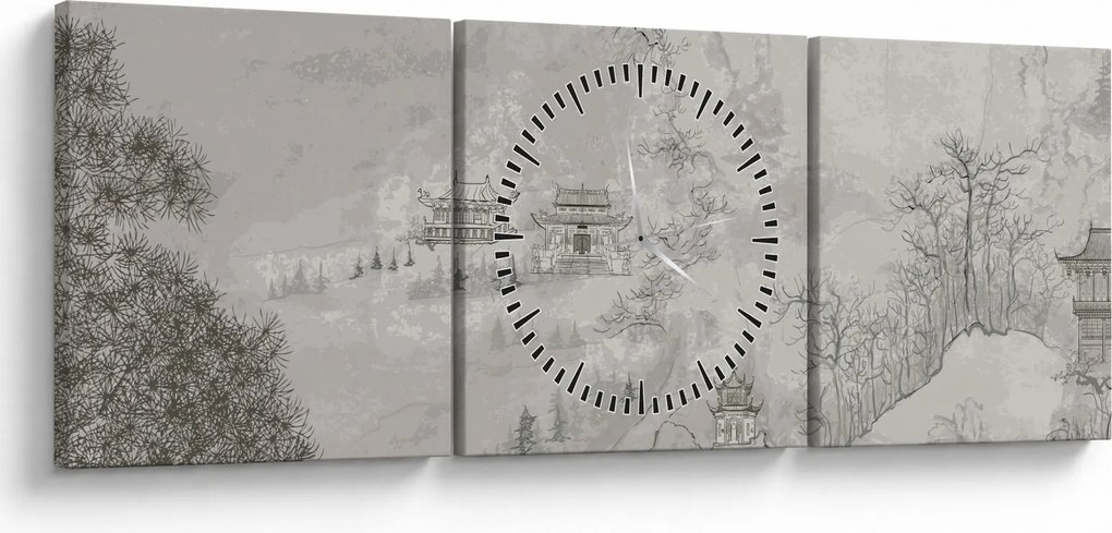 Tablou - Peisaj chinezesc (cu ceas) (90x30 cm)