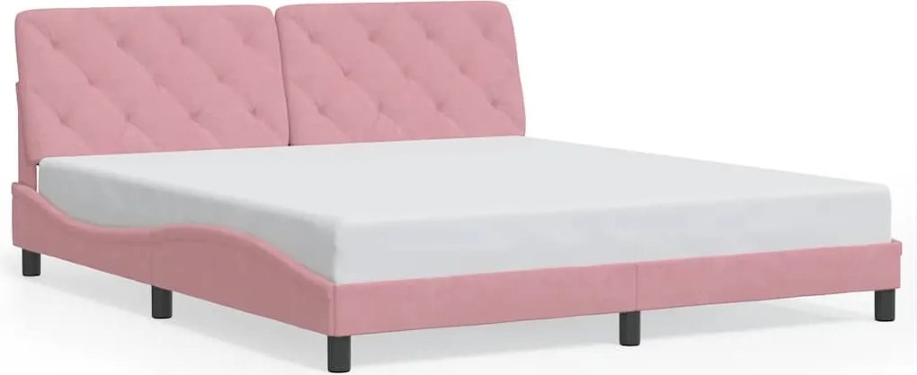 vidaXL Cadru de pat fără saltea, roz, 180x200 cm, catifea