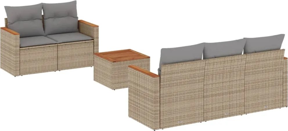 vidaXL Set canapele de grădină, 6 piese, cu perne, bej, poliratan