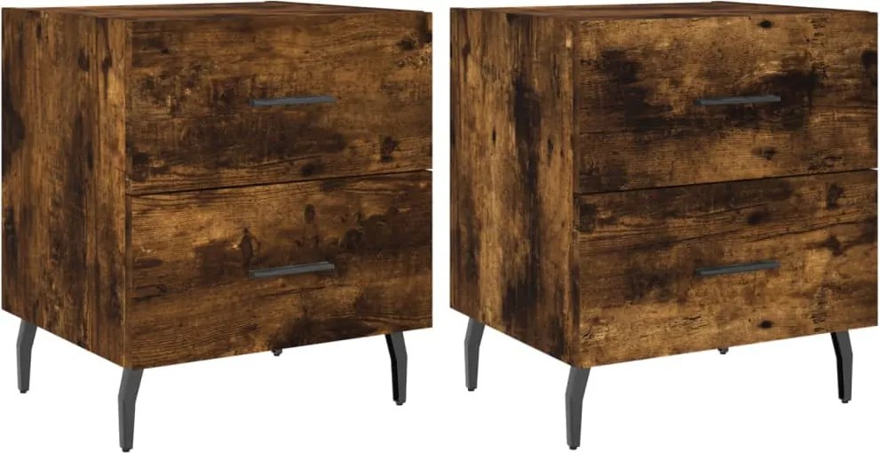 vidaXL Noptiere, 2 buc., stejar fumuriu, 40x35x47,5 cm, lemn compozit