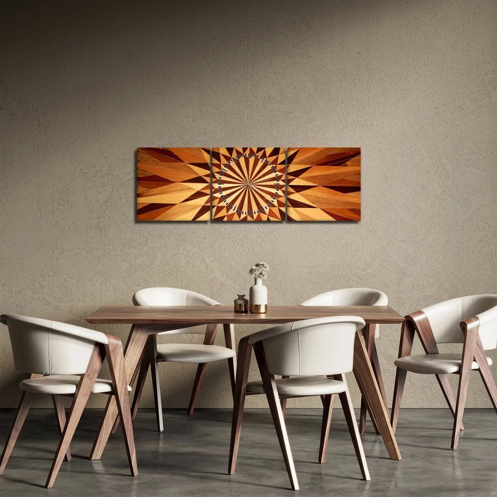 Tablou - Colaj din lemn (cu ceas) (90x30 cm)