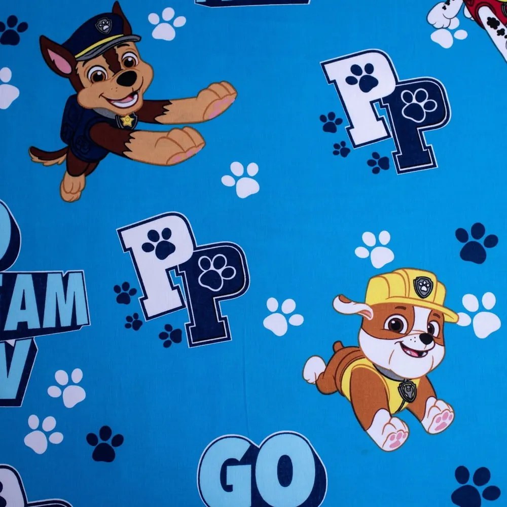 Cearceaf pentru copii albastru din bumbac cu elastic 90x200 cm Paw Patrol – Jerry Fabrics