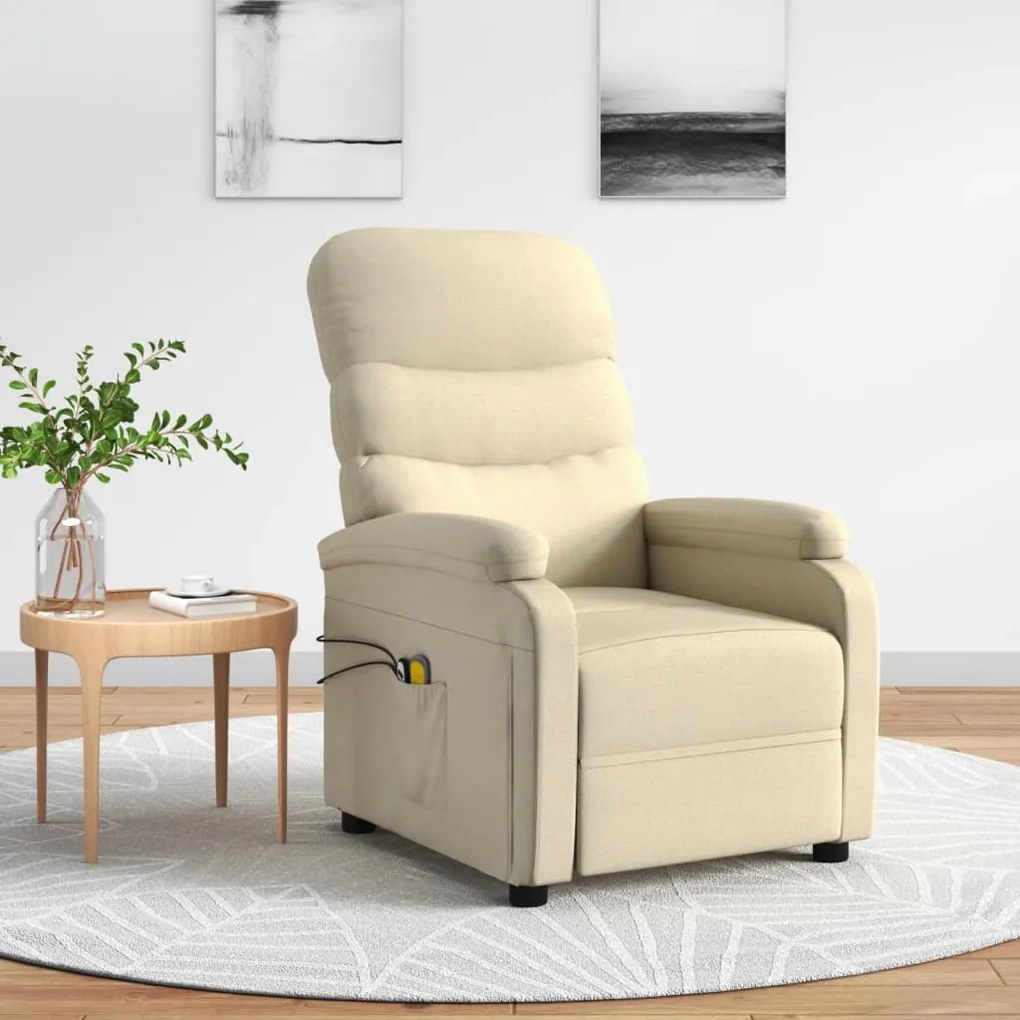 3073703 vidaXL Fotoliu de masaj electric rabatabil, crem, textil
