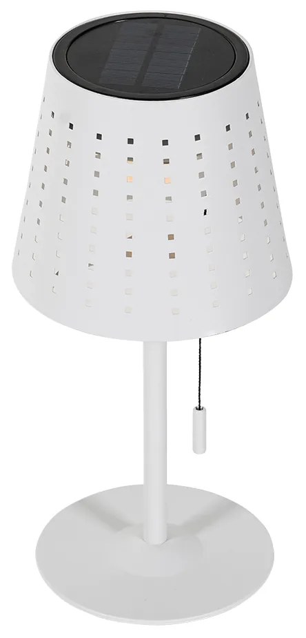 Lampă de masă de exterior albă cu LED integrat, reglabil în 3 trepte, reîncărcabilă și solară - Ferre
