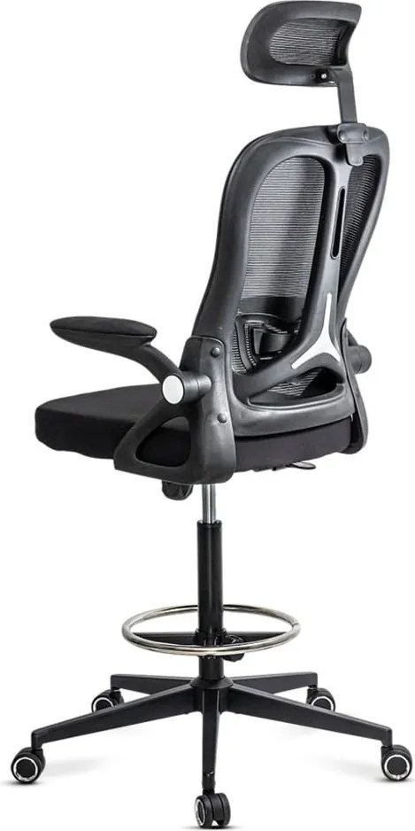 Scaun operativ ergonomic negru din mesh cu suport picioare reglabil și tetieră ajustabilă OFF 650