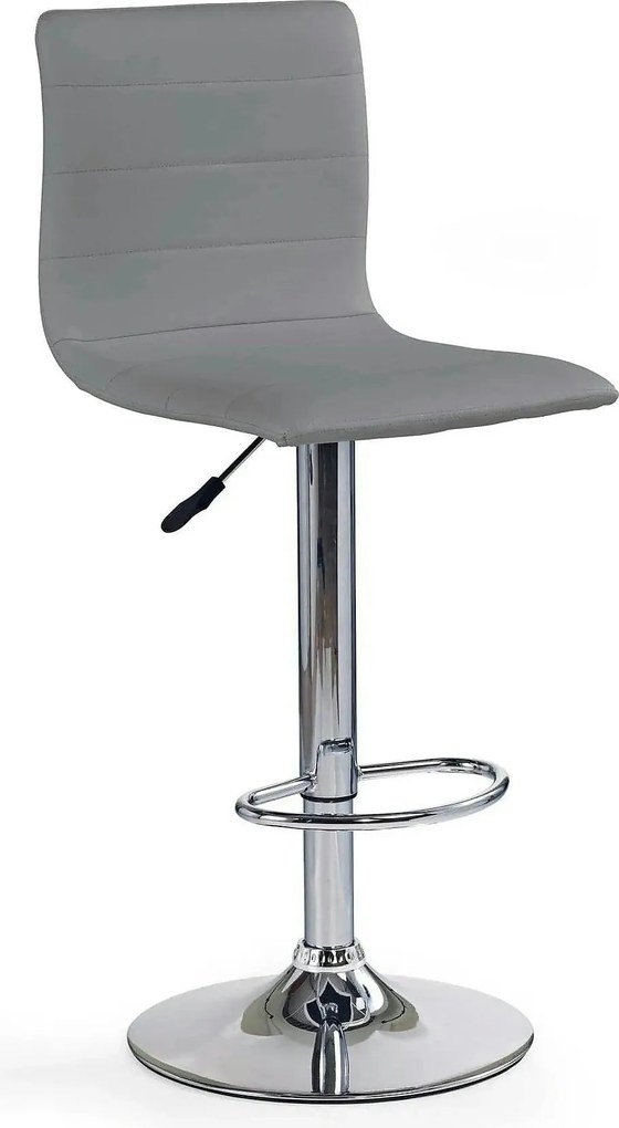 Scaun bar H21, gri/crom, piele ecologica/otel, 40x42x93/115 cm
