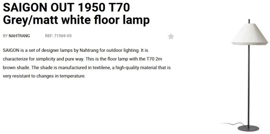 Lampa de podea iluminat exterior decorativ SAIGON 195/T70 gri/crem