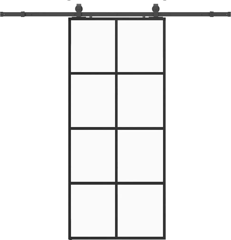 vidaXL Ușă glisantă cu set de feronerie neagră 90x205 cm Sticlă ESG