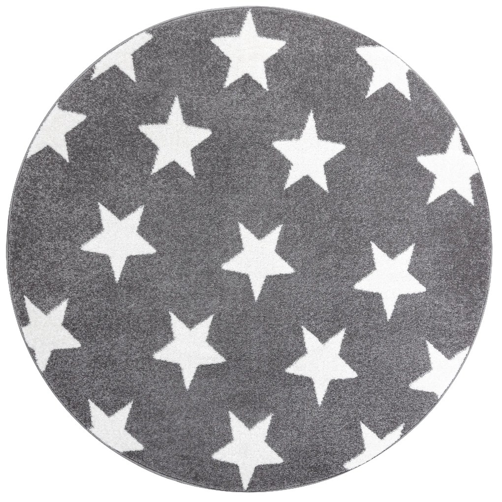 Covor Sketch rotund - FA68 gri și alb - Stea Stele