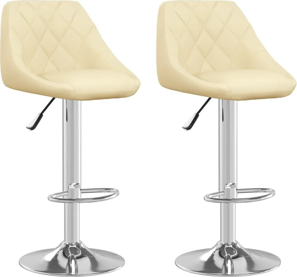 vidaXL Scaune de bar, 2 buc., crem, piele ecologică