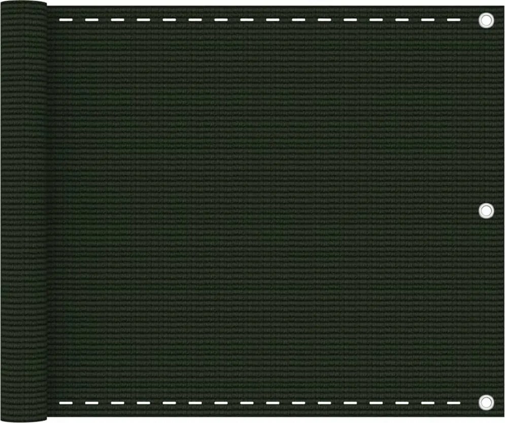 vidaXL Paravan de balcon, verde închis, 75x500 cm, HDPE