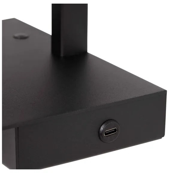 Lampă dimabilă de masă Lucide 30295/01/30 GREGORY 1xE27/60W/230V USB negru