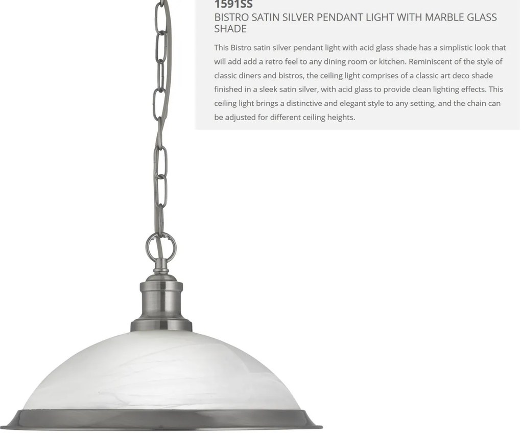 Pendul design clasic Bistro argintiu satin 1591SS SRT