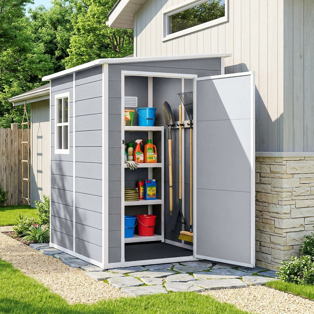 Outsunny Magazie din metal pentru gradina, Gri