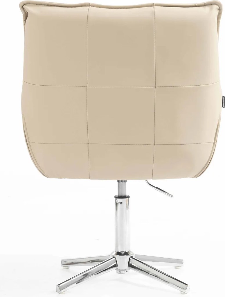 HR560CROSS Scaun Crem Piele Ecologica Premium Soft cu Bază Cromata