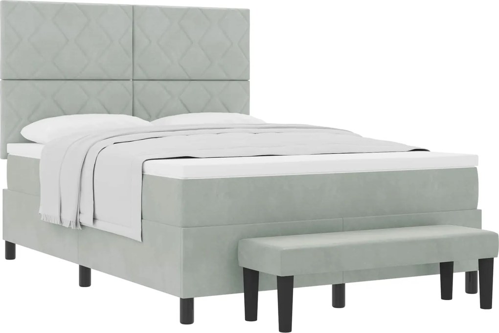 vidaXL Pat cu arcuri cu saltea Gri deschis 140 x 200 cm Catifea