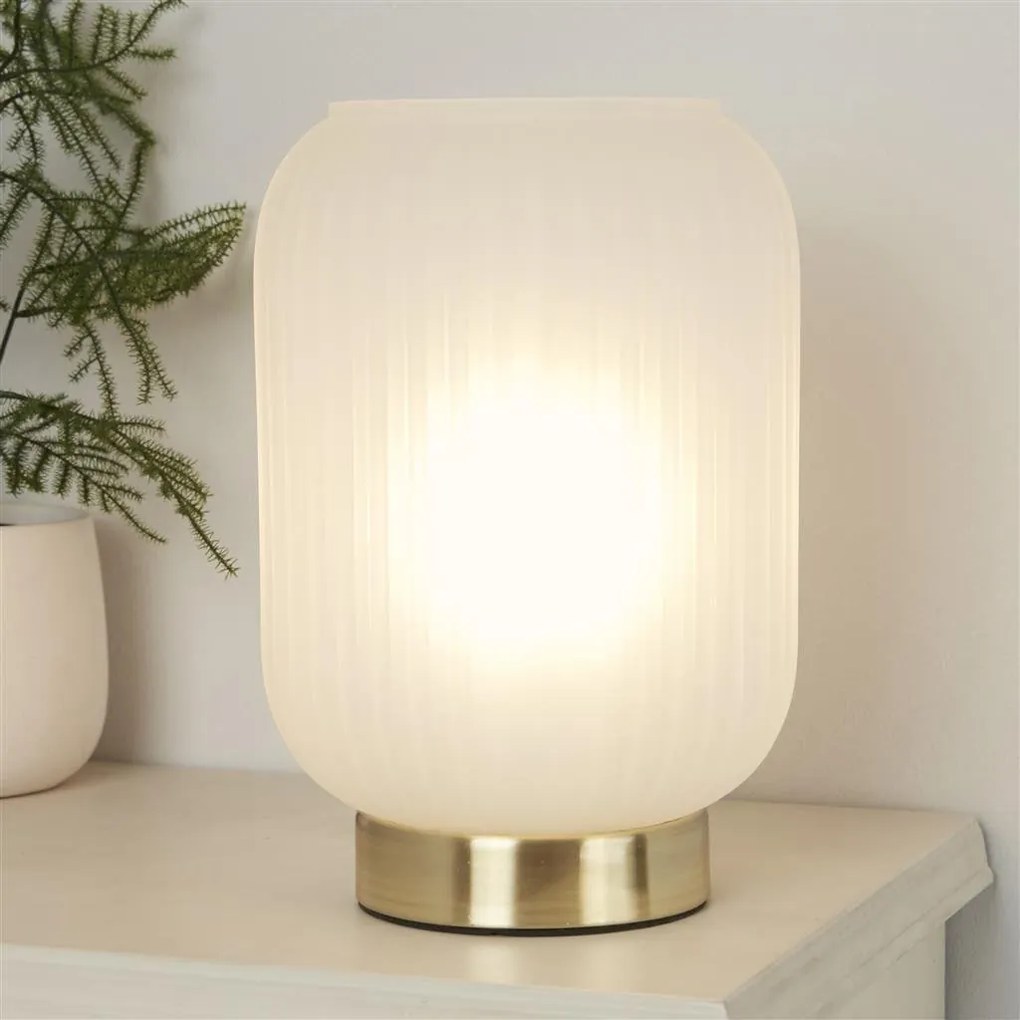 Veioza, Lampa de masa din sticla alba Pearl