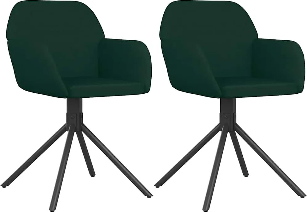vidaXL Scaune de bucătărie pivotante, 2 buc., verde închis, catifea