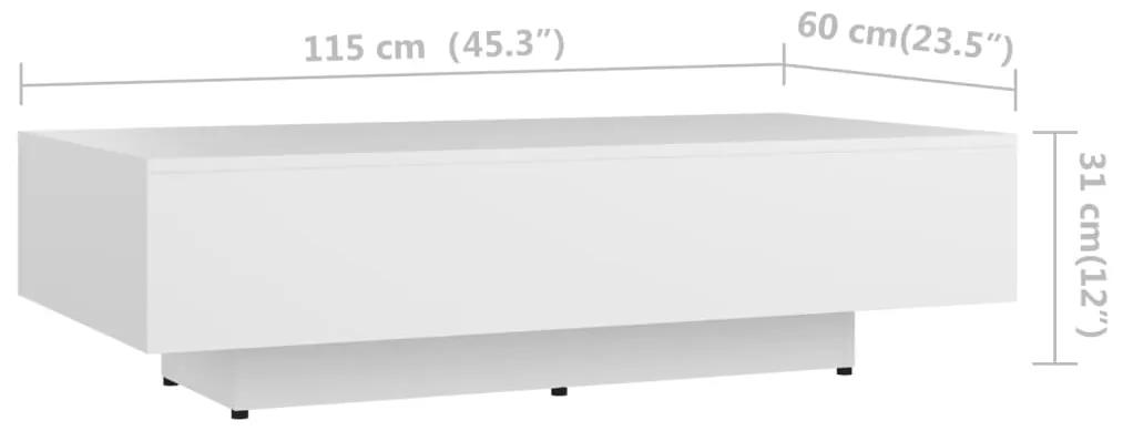 Masuta de cafea, alb, 115x60x31 cm, PAL 1, Alb, 115 x 60 x 31 cm