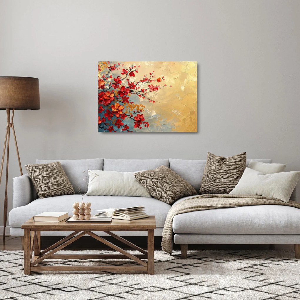 Tablou pe sticlă - Copac înflorit (70x50 cm)