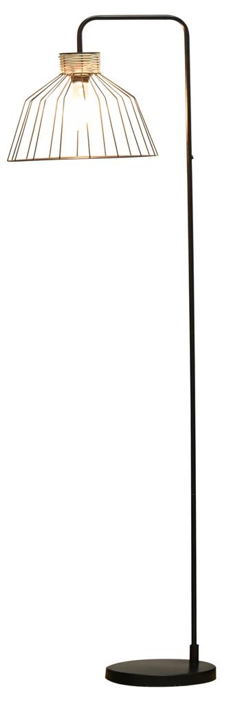 HOMCOM Lampa de podea cu abajur metalic, Stil industrial, 44x34x154 cm, Negru