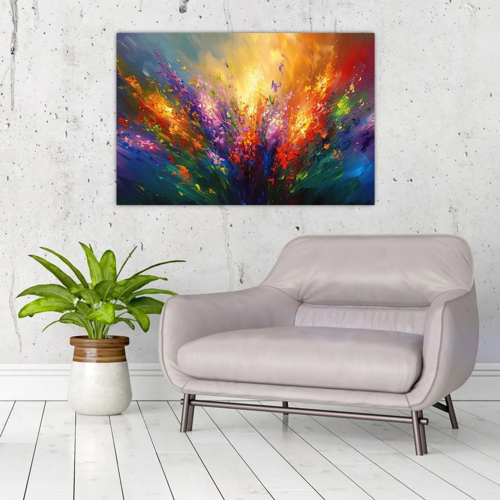 Tablou - Abstracție de flori (90x60 cm)