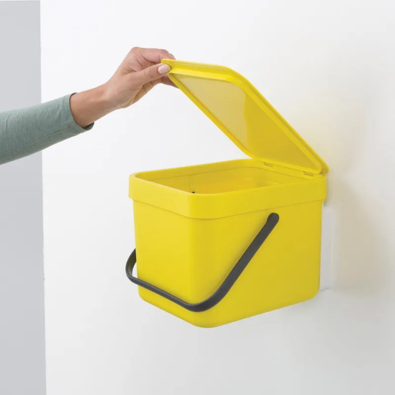 Cos de gunoi colectare selectiva Brabantia Sort&Go 648974, 6 l, Maner, Montabil pe perete, Gri inchis