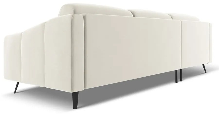 Colțar crem cu tapițerie din catifea (cu colț pe partea stângă) Nalu – Makamii