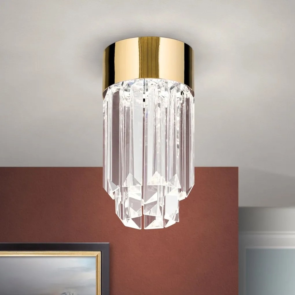 Plafoniera cu cristal K9 design elegant PRISM aurie