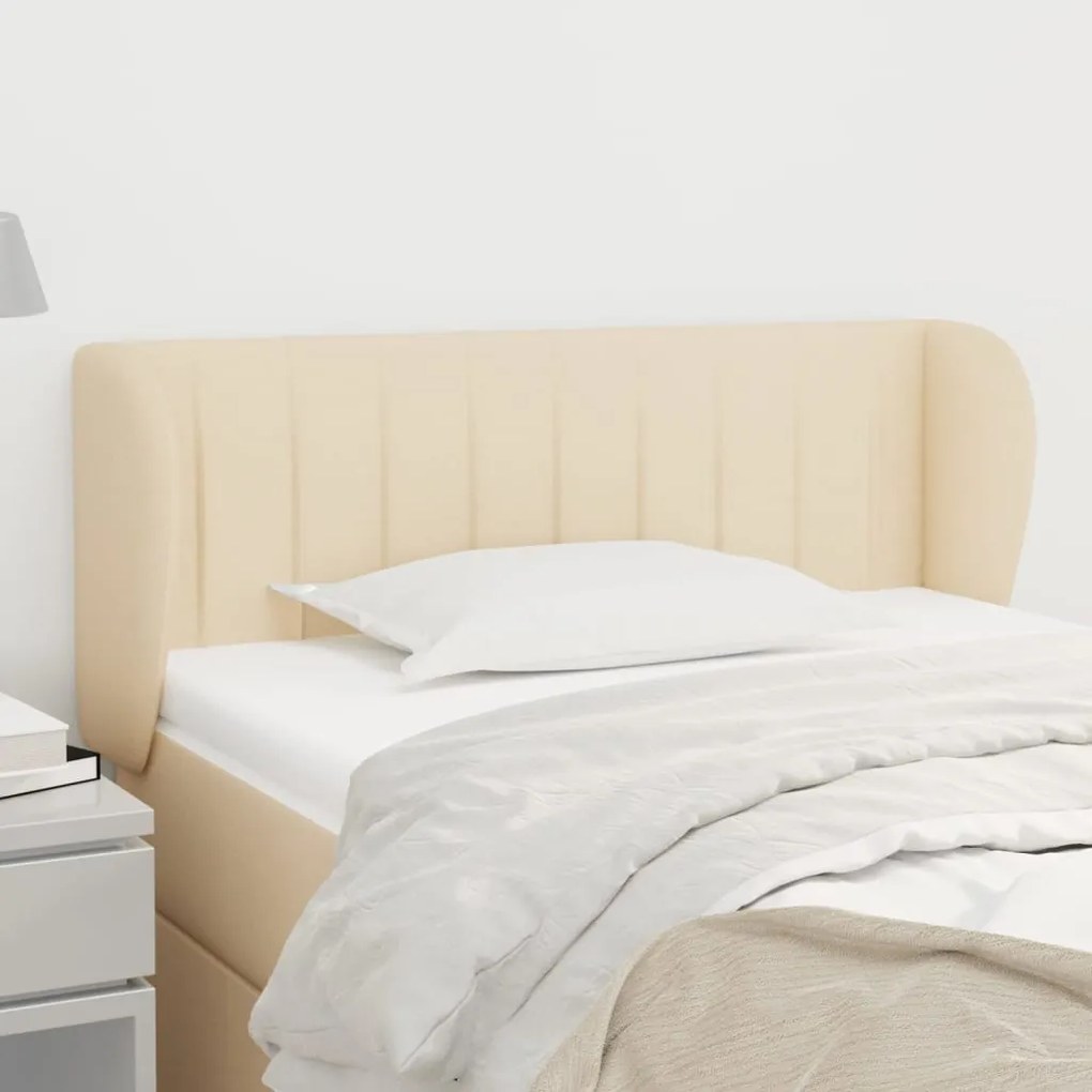 vidaXL Tăblie de pat cu aripioare crem 83x23x78/88 cm material textil