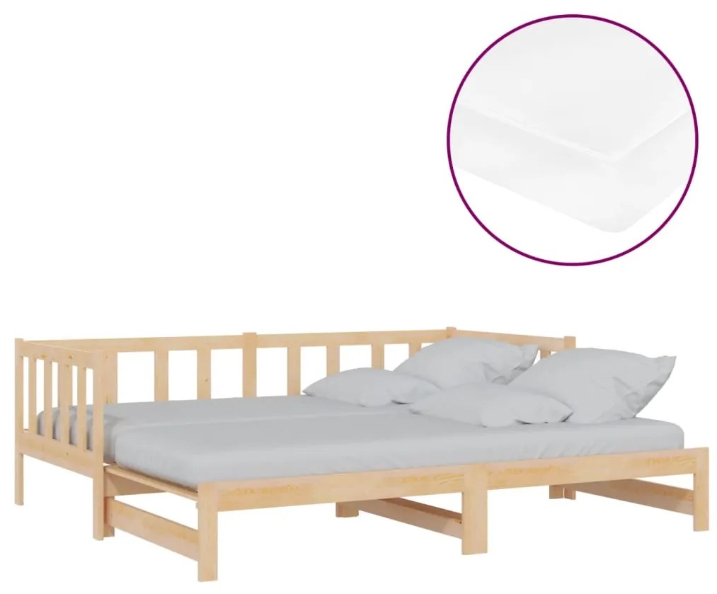 3083664 vidaXL Pat extensibil de zi, 2x(90x200) cm, lemn masiv de pin