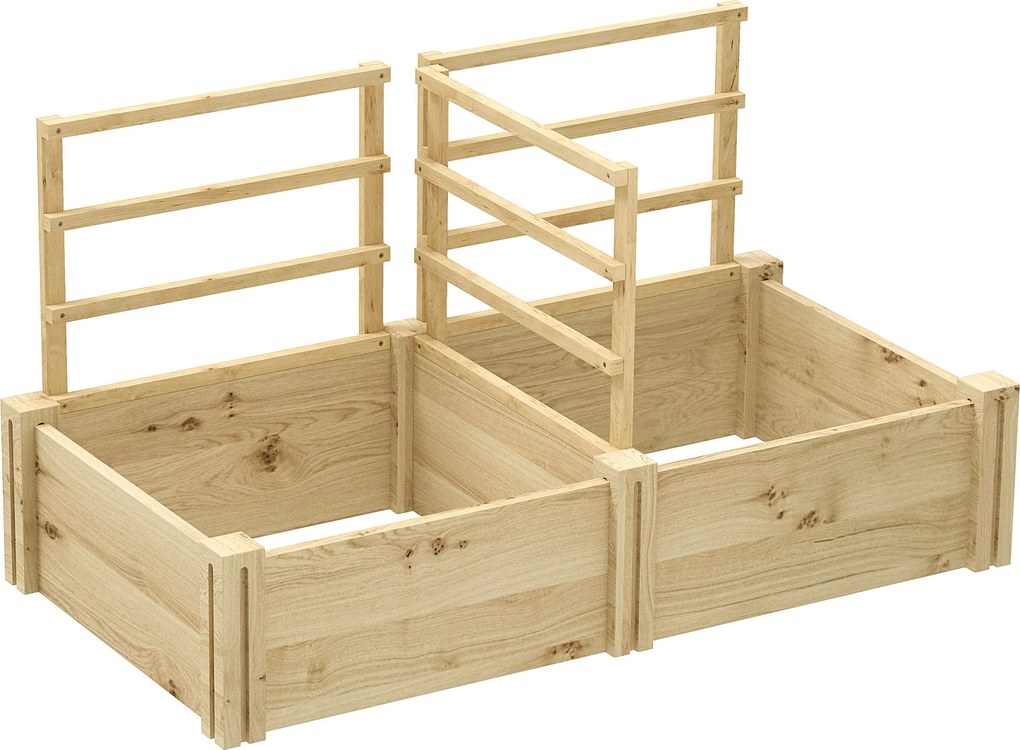 Outsunny Jardinieră Înălțată din Lemn cu 3 Suporturi pentru Plante, 119x62,5x64 cm, Natural | Aosom Romania
