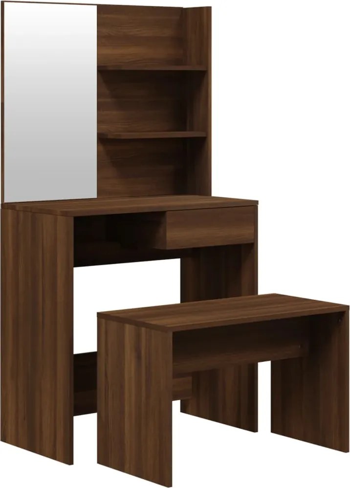 vidaXL Set măsuță de toaletă, stejar maro, 74,5x40x141 cm