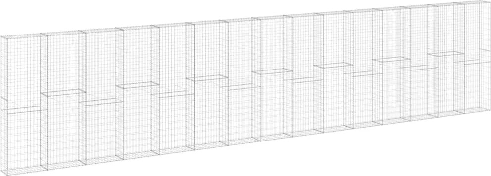 vidaXL Perete gabion cu capace, 900 x 30 x 200 cm, oțel galvanizat