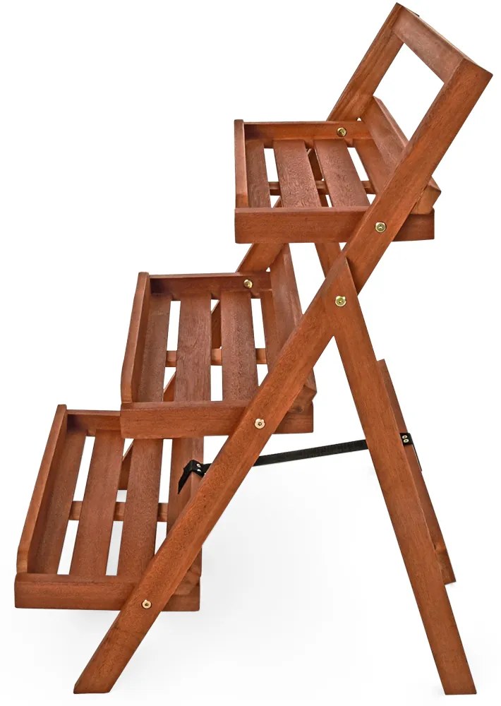 Suport de lemn pentru flori TULIP, 3 niveluri, 56x59x79cm, maro Casaria