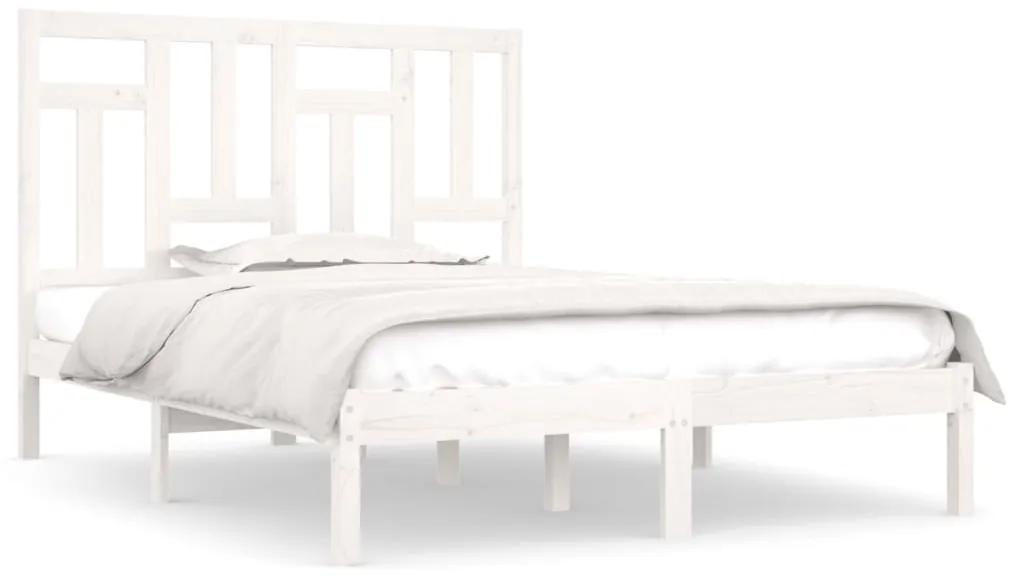 3104514 vidaXL Cadru de pat mic dublu, alb, 120x190 cm, lemn masiv