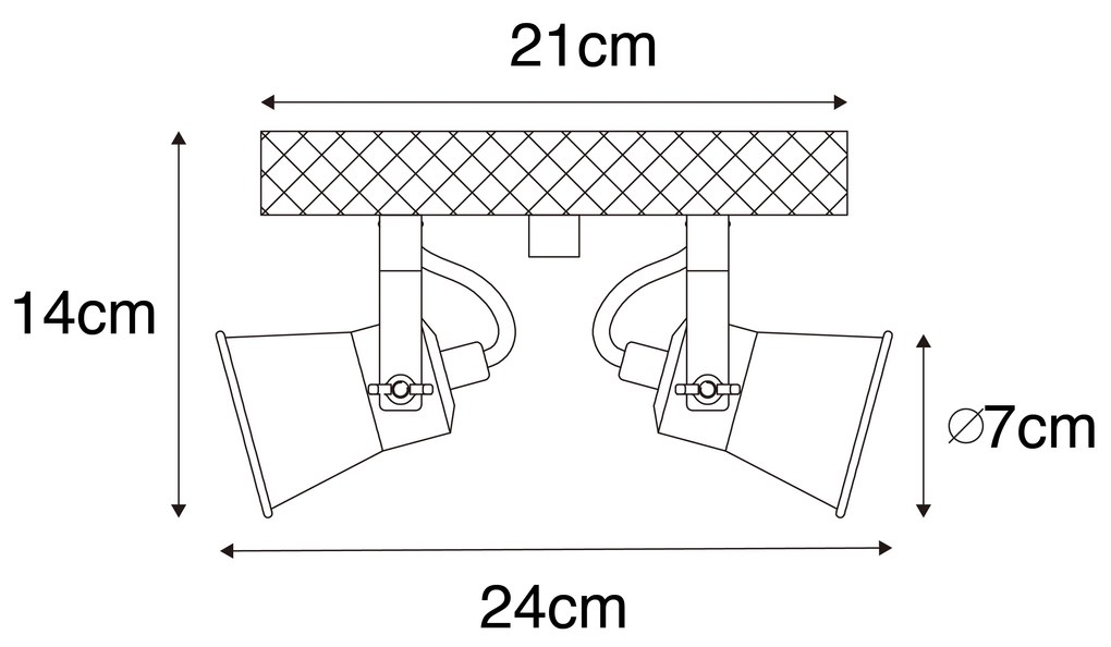 Spot rustic negru cu lemn 2 lumini reglabil - Jelle