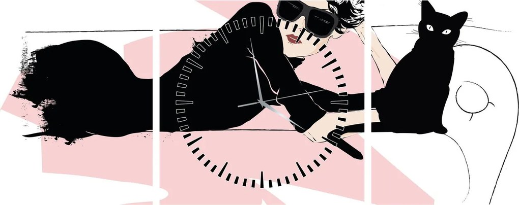 Tablou - Doamnă de modă (cu ceas) (90x30 cm)